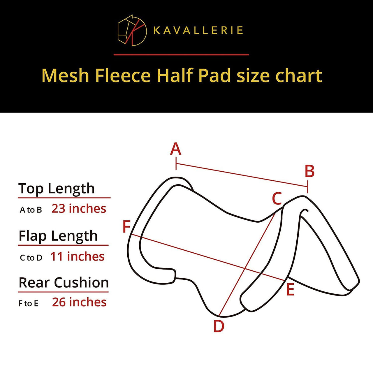 3D Air-Mesh Fleece Lined Half Pad - Kavallerie