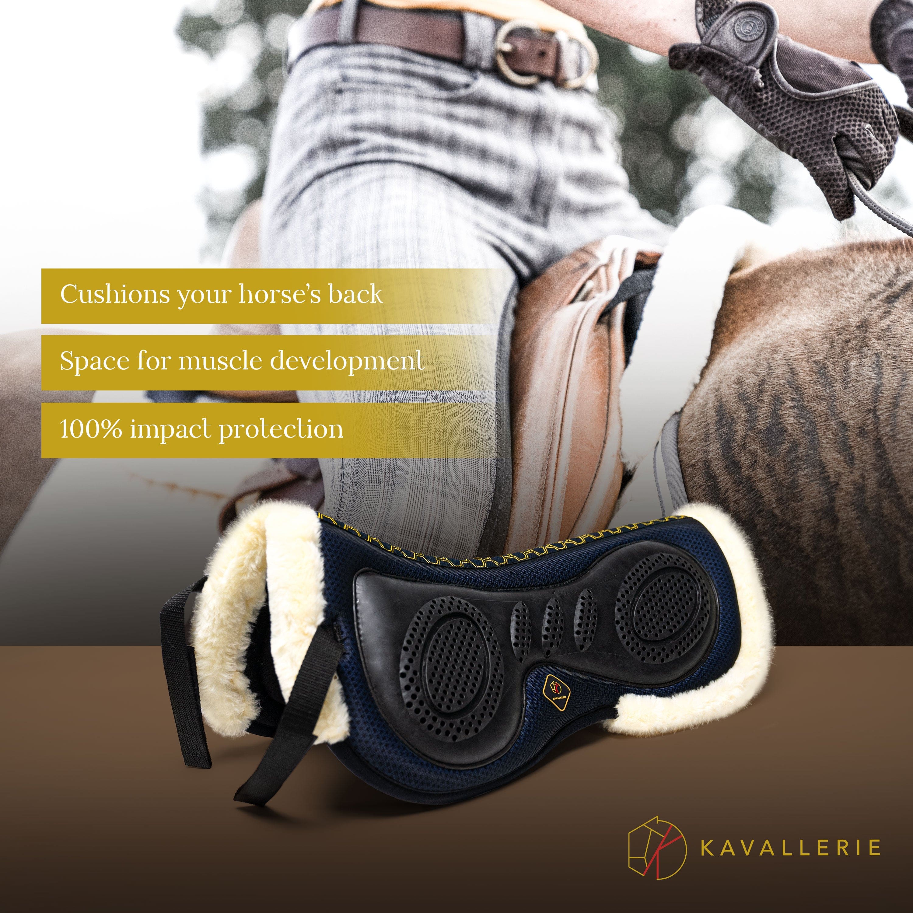 Diagram of Air Cycle Prene layers showcasing moisture-wicking, comfort, and shock absorption for horses.