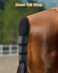 Thumbnail for Kavallerie Horse Tail Wrap Protector, Quality Neoprene with 3 Adjustable Touch Fasteners, Non-Slip for Trailers Stalls Pastures, Black