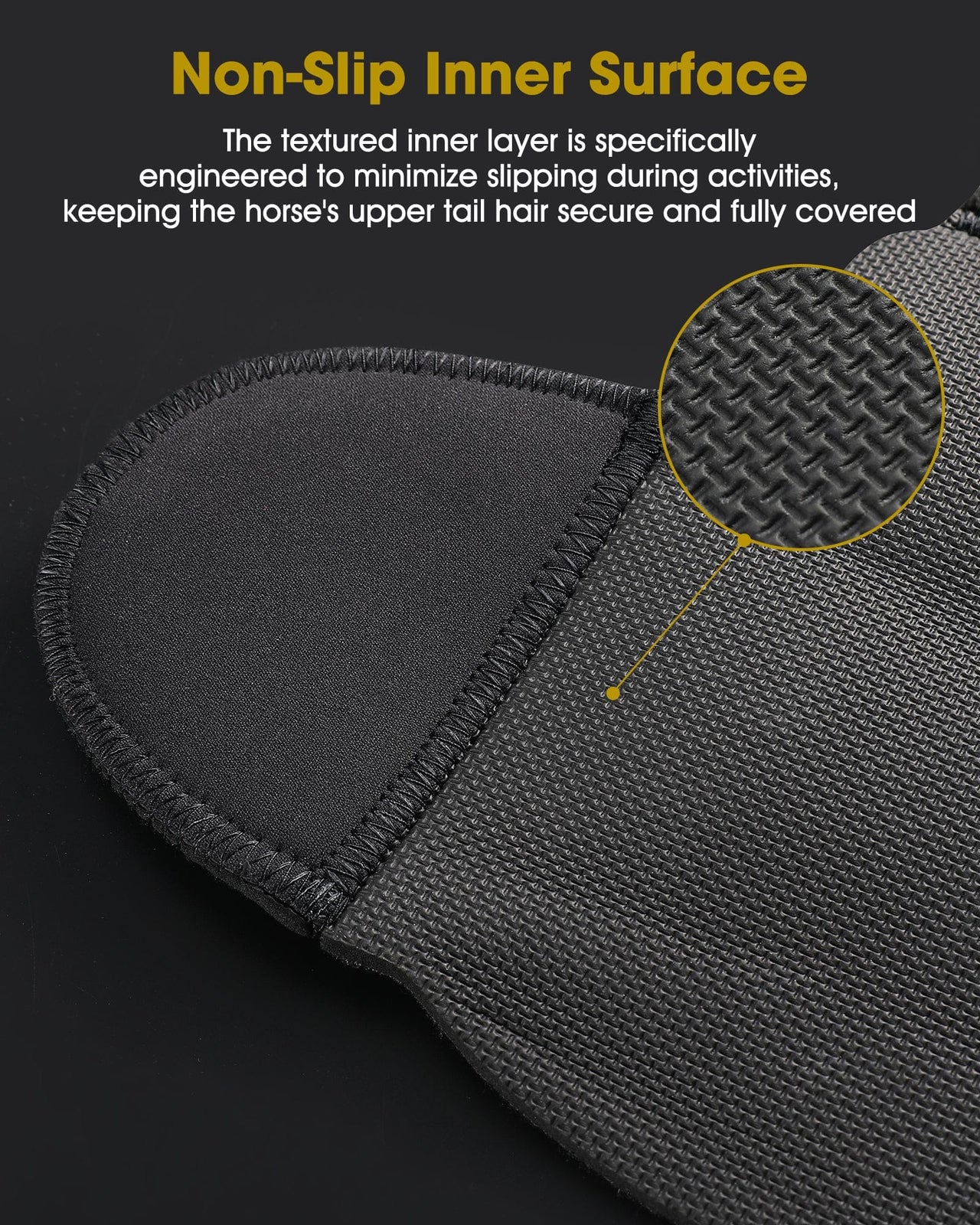 Kavallerie Horse Tail Wrap Protector, Quality Neoprene with 3 Adjustable Touch Fasteners, Non-Slip for Trailers Stalls Pastures, Black
