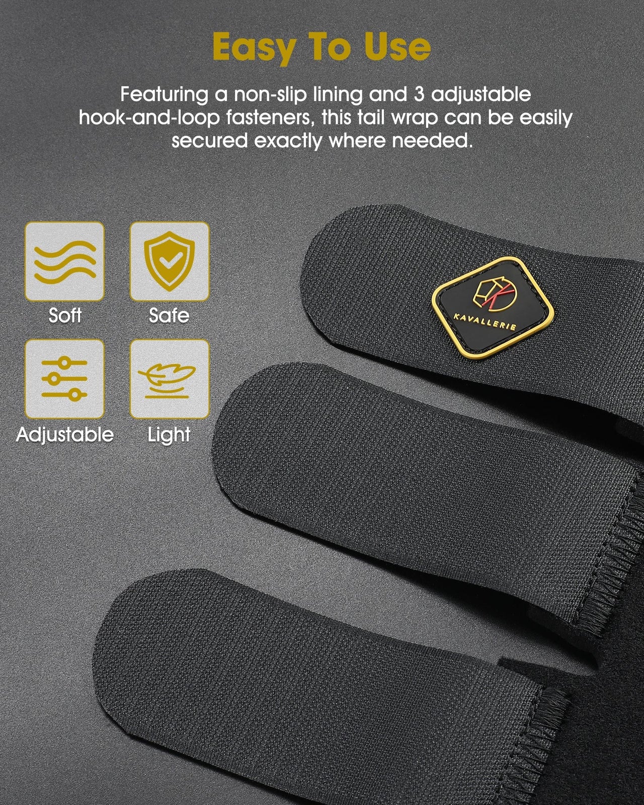 Kavallerie Horse Tail Wrap Protector, Quality Neoprene with 3 Adjustable Touch Fasteners, Non-Slip for Trailers Stalls Pastures, Black