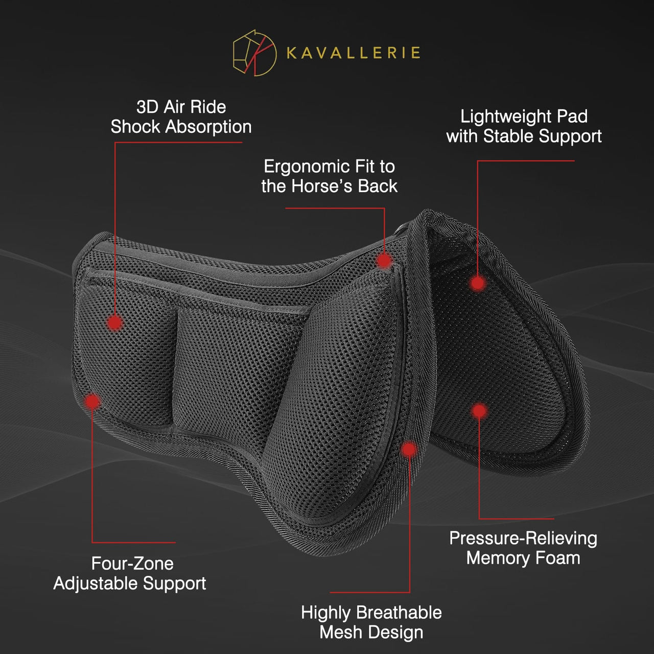 Kavallerie Memory Foam Half Saddle Pad Collection - 3D Air Ride/Coolmax Quilted/Gel Options, Shock Absorbing Breathable Non-Slip, for Dressage Jumping Training Daily Long-Distance Riding