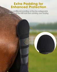 Thumbnail for Kavallerie Horse Tail Wrap Protector, Quality Neoprene with 3 Adjustable Touch Fasteners, Non-Slip for Trailers Stalls Pastures, Black