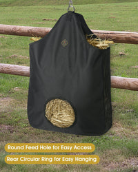 Thumbnail for Kavallerie Horse Hay Bag, Oversized 19x12x20” Hay Bag with Mesh Sides, Easy-Fill Snap Closure & Round Feed Hole, Ideal for Stables, Trail Rides & Transport