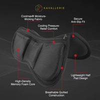 Thumbnail for Kavallerie Memory Foam Half Saddle Pad Collection - 3D Air Ride/Coolmax Quilted/Gel Options, Shock Absorbing Breathable Non-Slip, for Dressage Jumping Training Daily Long-Distance Riding
