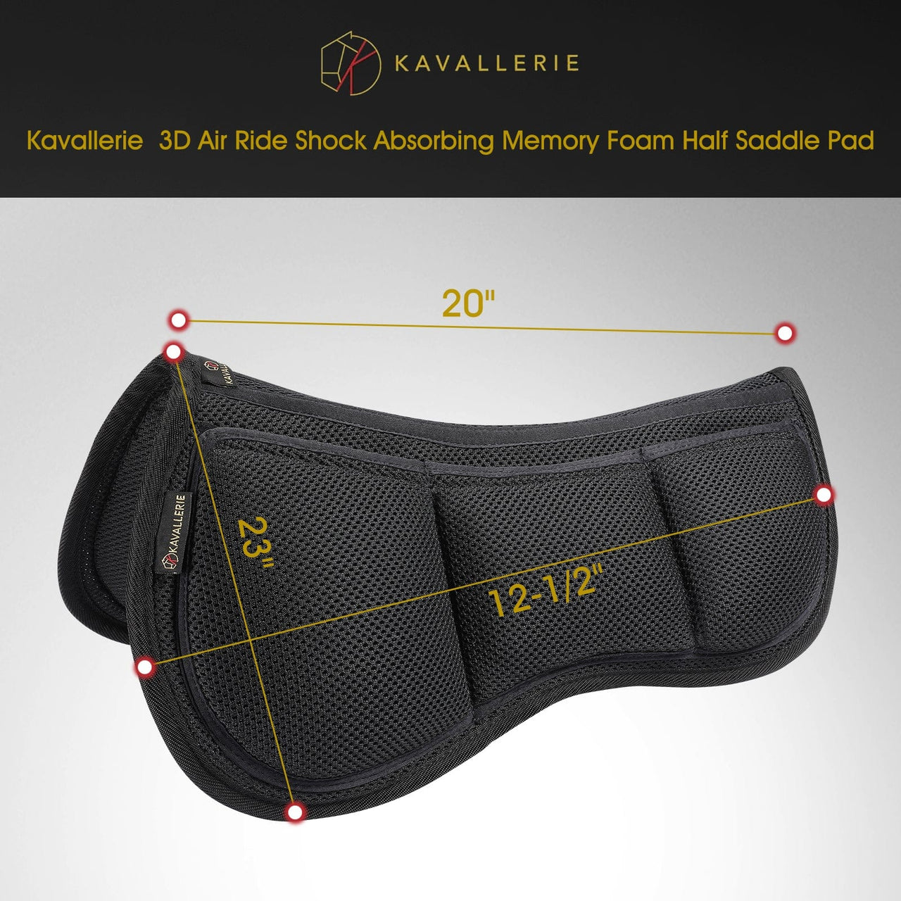 Kavallerie Memory Foam Half Saddle Pad Collection - 3D Air Ride/Coolmax Quilted/Gel Options, Shock Absorbing Breathable Non-Slip, for Dressage Jumping Training Daily Long-Distance Riding