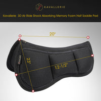 Thumbnail for Kavallerie Memory Foam Half Saddle Pad Collection - 3D Air Ride/Coolmax Quilted/Gel Options, Shock Absorbing Breathable Non-Slip, for Dressage Jumping Training Daily Long-Distance Riding