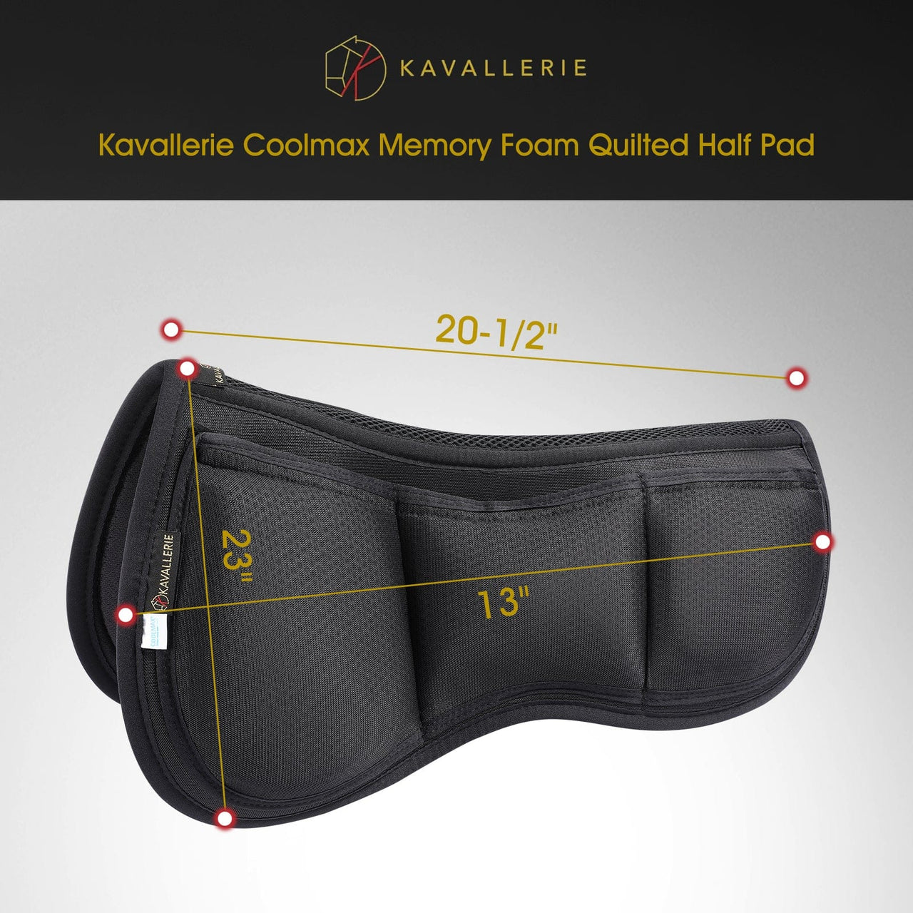 Kavallerie Memory Foam Half Saddle Pad Collection - 3D Air Ride/Coolmax Quilted/Gel Options, Shock Absorbing Breathable Non-Slip, for Dressage Jumping Training Daily Long-Distance Riding