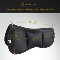 Thumbnail for Kavallerie Memory Foam Half Saddle Pad Collection - 3D Air Ride/Coolmax Quilted/Gel Options, Shock Absorbing Breathable Non-Slip, for Dressage Jumping Training Daily Long-Distance Riding