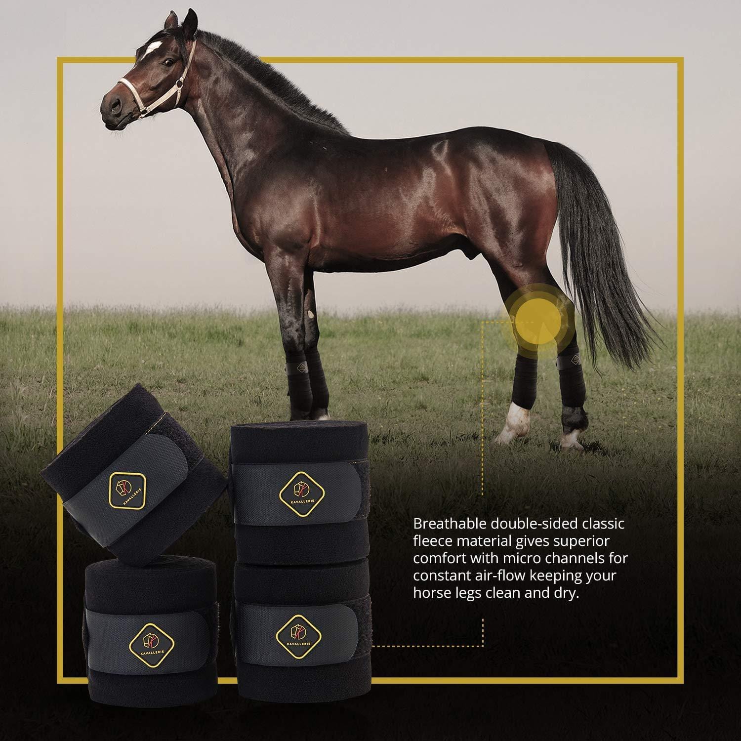 Kavallerie Elastic Fleece Bandages For Horses - 2 Pack White Leg Wraps For Injury Protection
