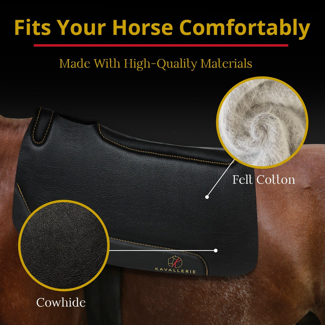 Western Horse Saddle Pad High Quality 100% Wool Felt Black